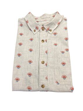 O’Neill Boys Button Down Shirt Size S Small Surf Print Cotton Short Sleeve Beach